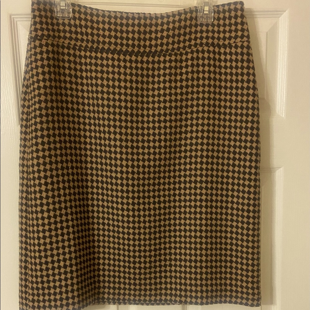 Talbots Black & Tan Houndstooth Skirt